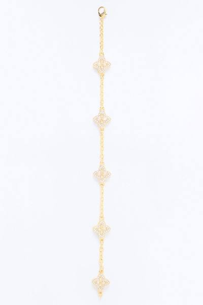 Genesis Rhinestone Clover Bracelet - Gold