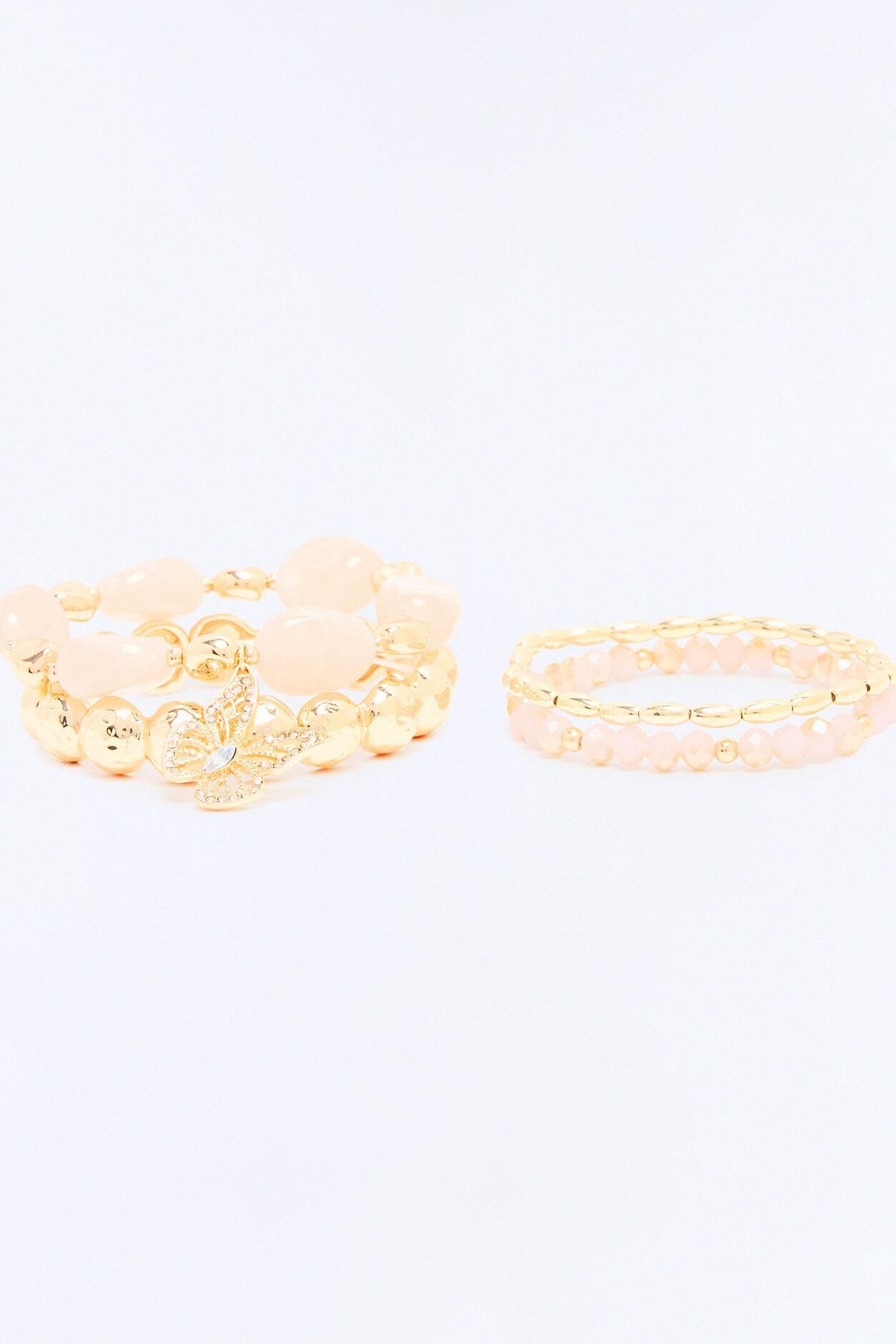 Just Like A Butterfly 4 Piece Bracelet Set - Gold/Pink
