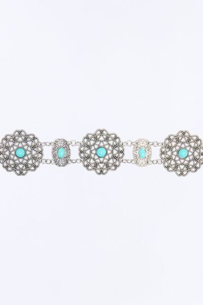Flowers Of Metal Chain Belt - Silver/Combo