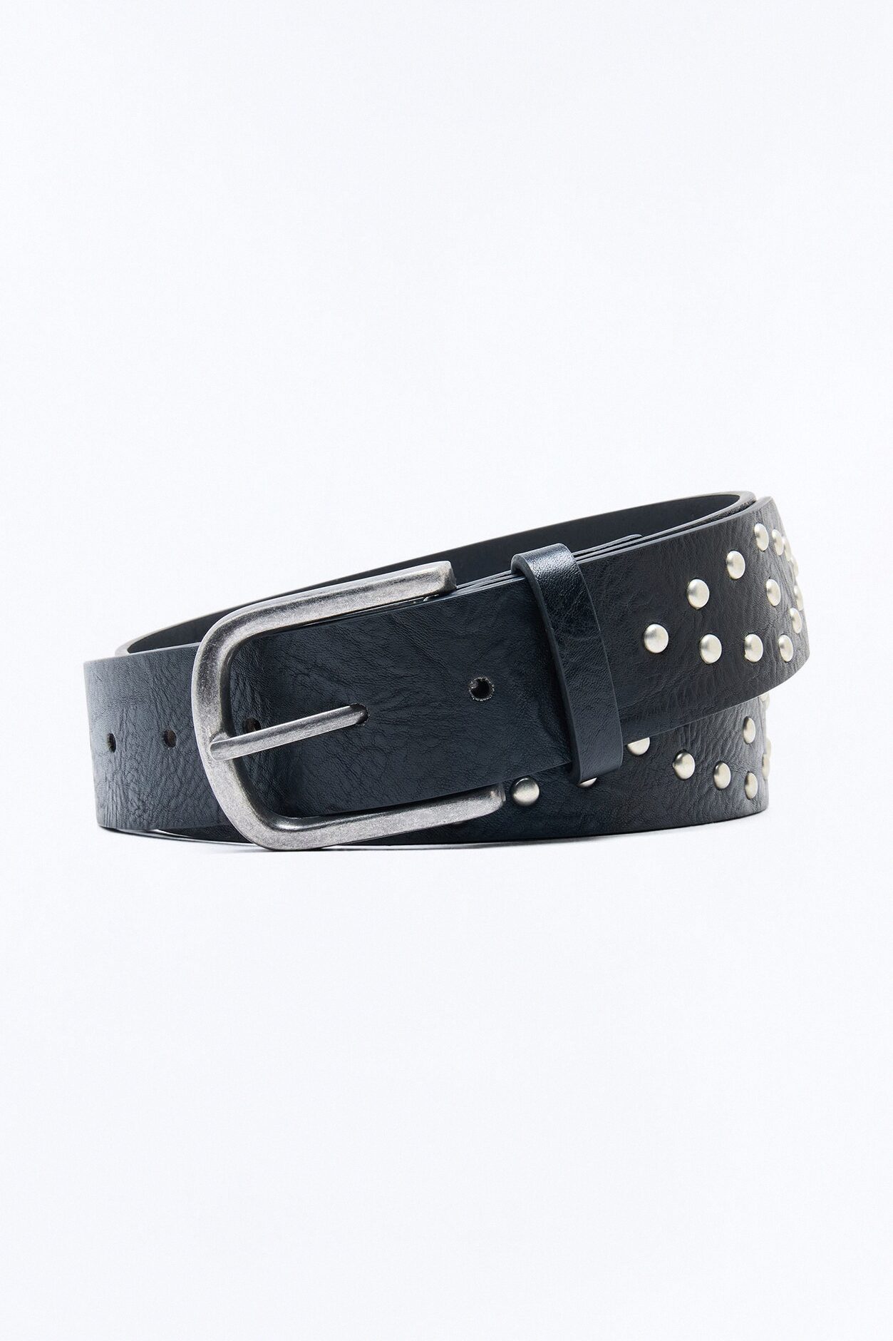 Studded Criss Cross Faux Leather Belt - Black