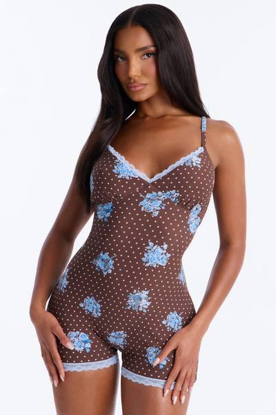 Sleepy Slay Cami PJ Romper Onesie - Blue/combo