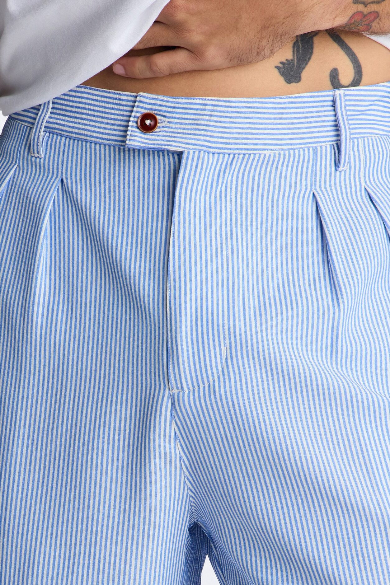 Relaxed Saltair Stripe Pleated Short - Blue/combo