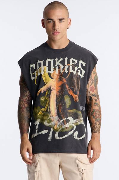 Cookies 1983 Vintage Oversized Heavyweight Muscle Tee - Black Wash