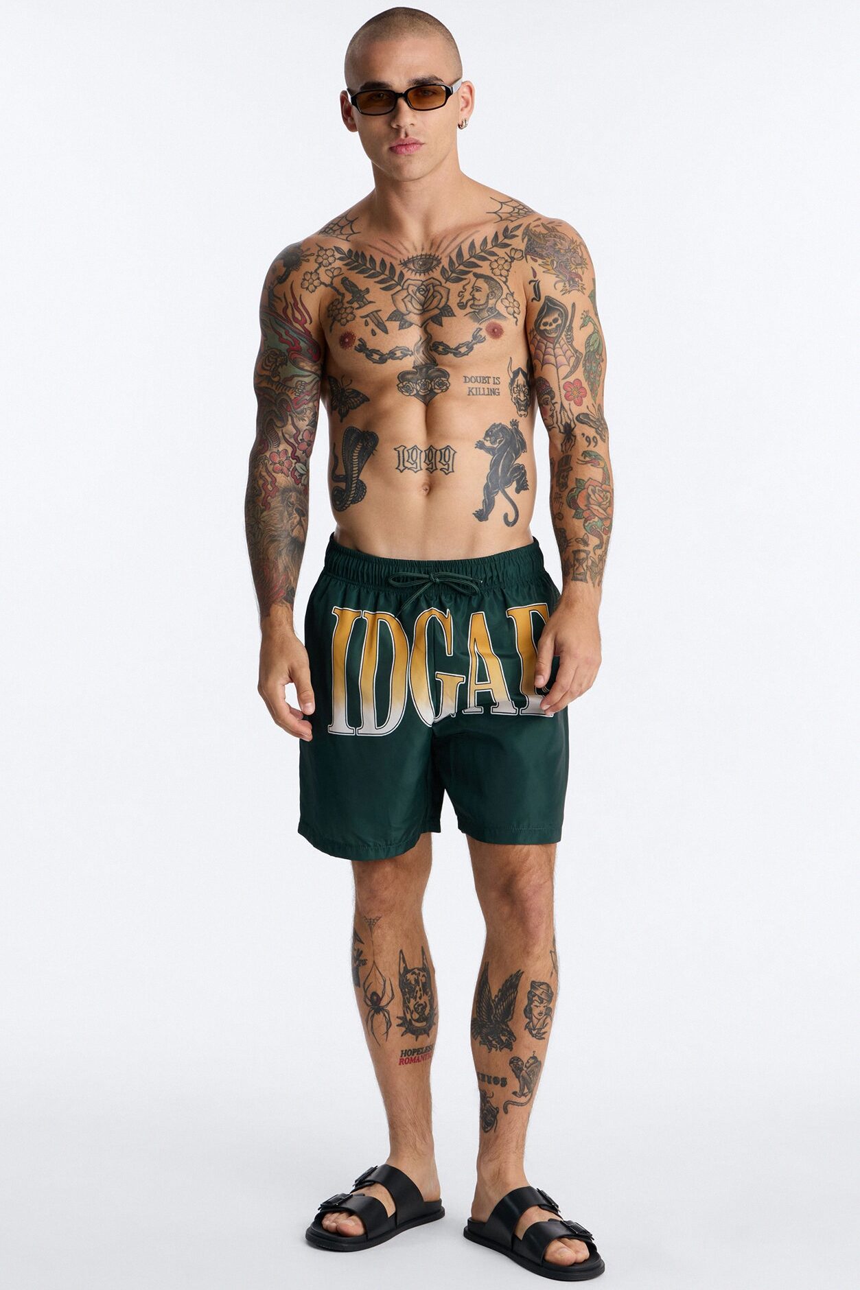 IDGAF Swim Trunk 7″ - Hunter Green