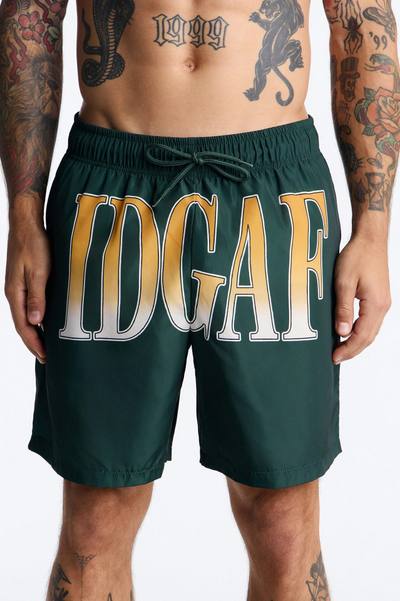 IDGAF Swim Trunk 7″ - Green