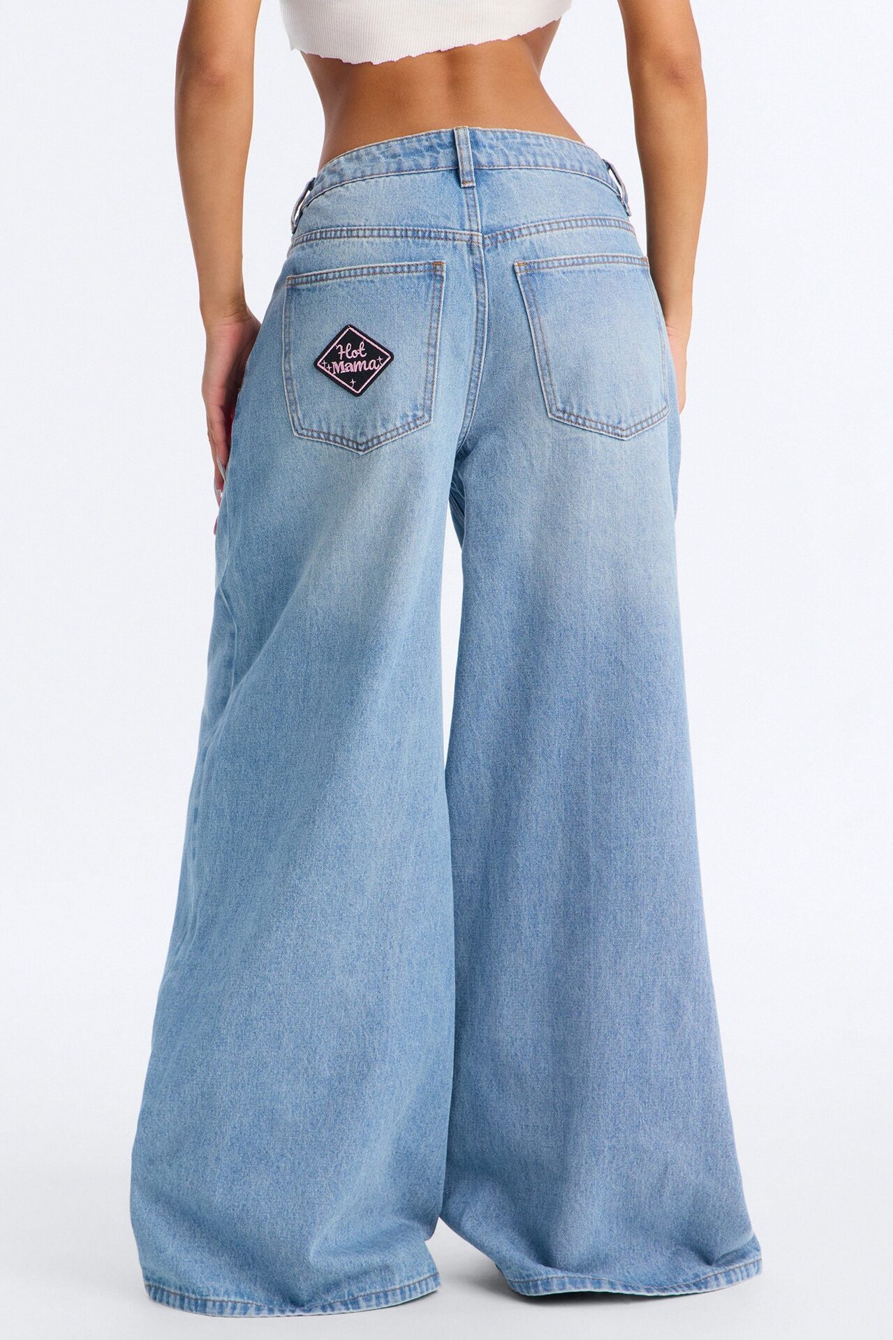 Pretty Girl Privilege Baggy Graphic Jeans - Light Wash