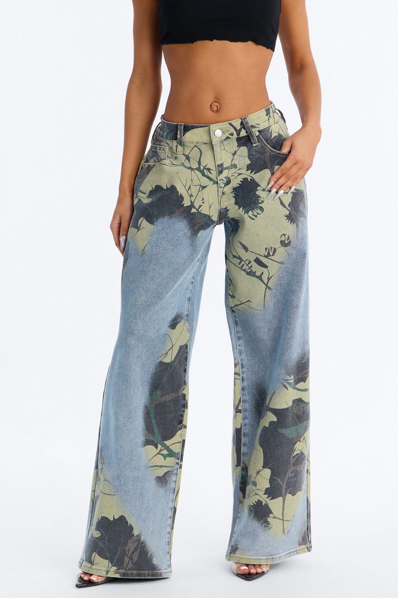Hide And Seek Camo Printed Jeans - Camouflage