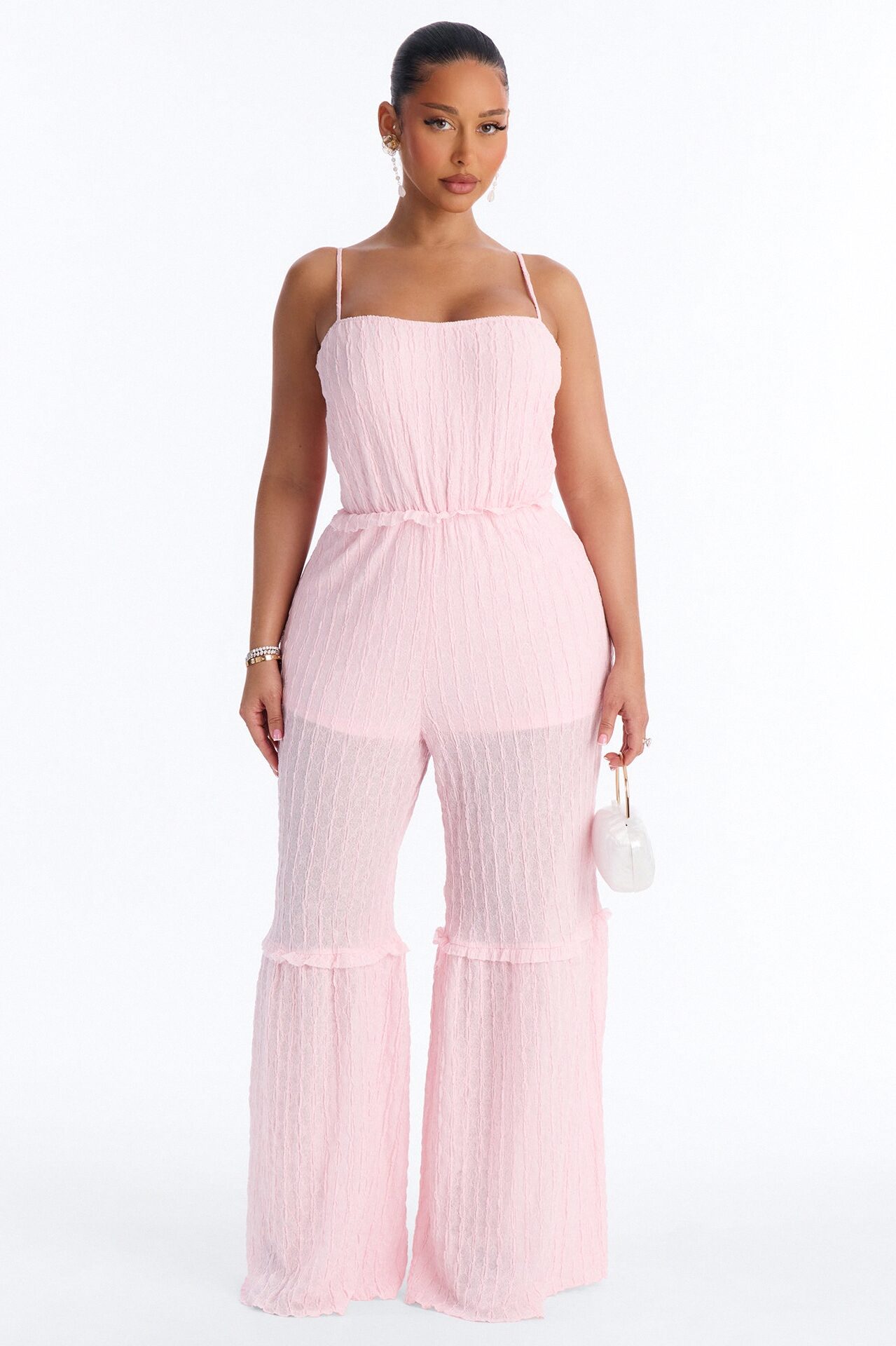 Clara Tiered Wide Leg Jumpsuit - Pink