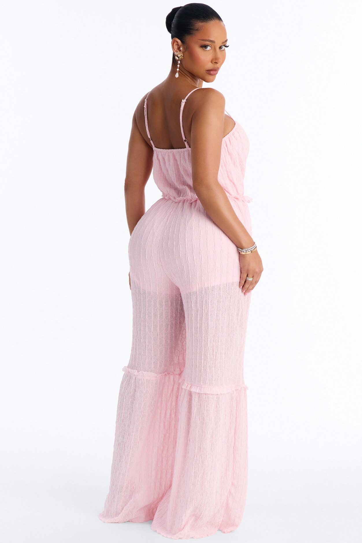 Clara Tiered Wide Leg Jumpsuit - Pink