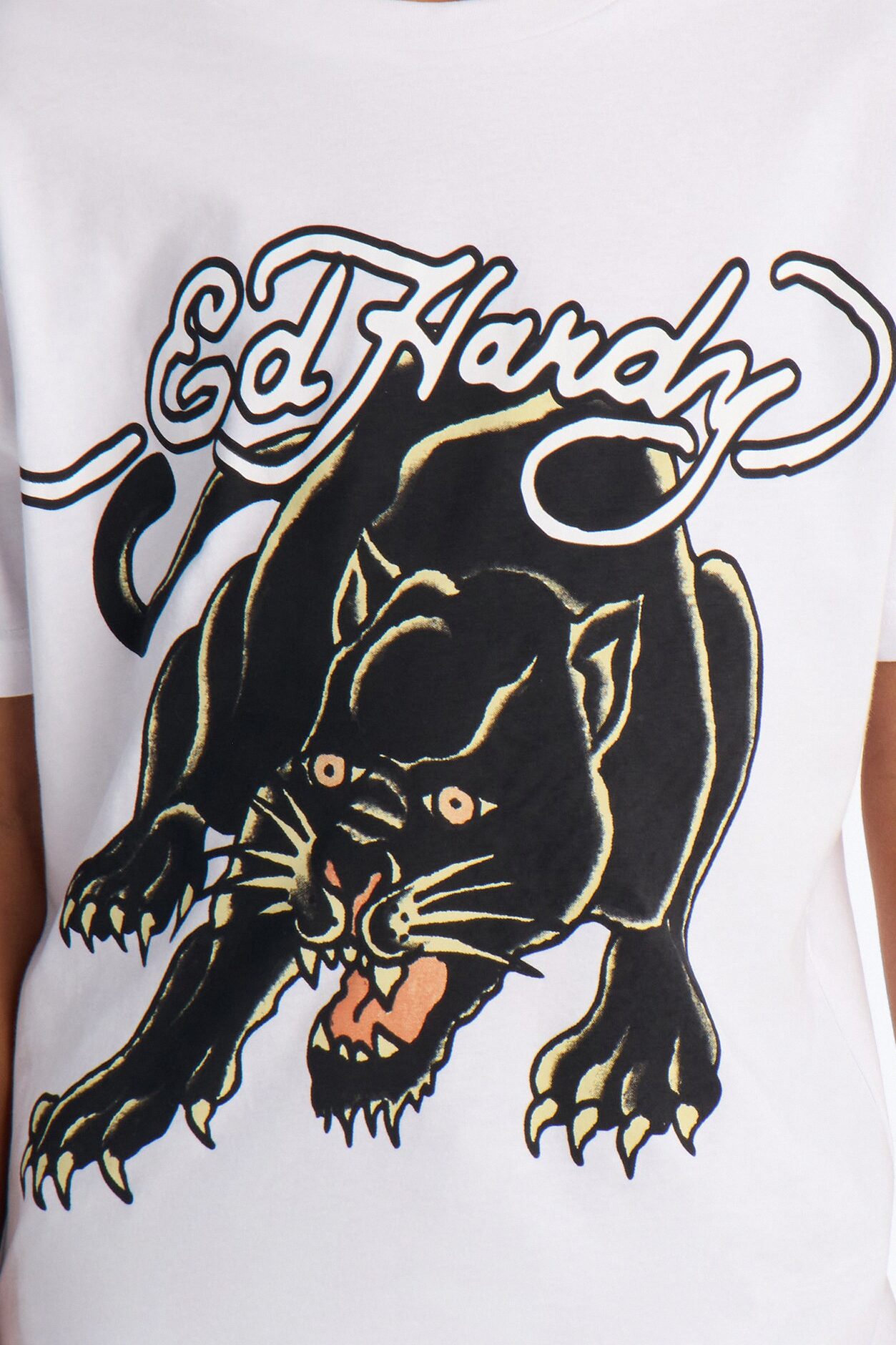 Mini Ed Hardy Bold Panther Front/Back Short Sleeve Tee - White