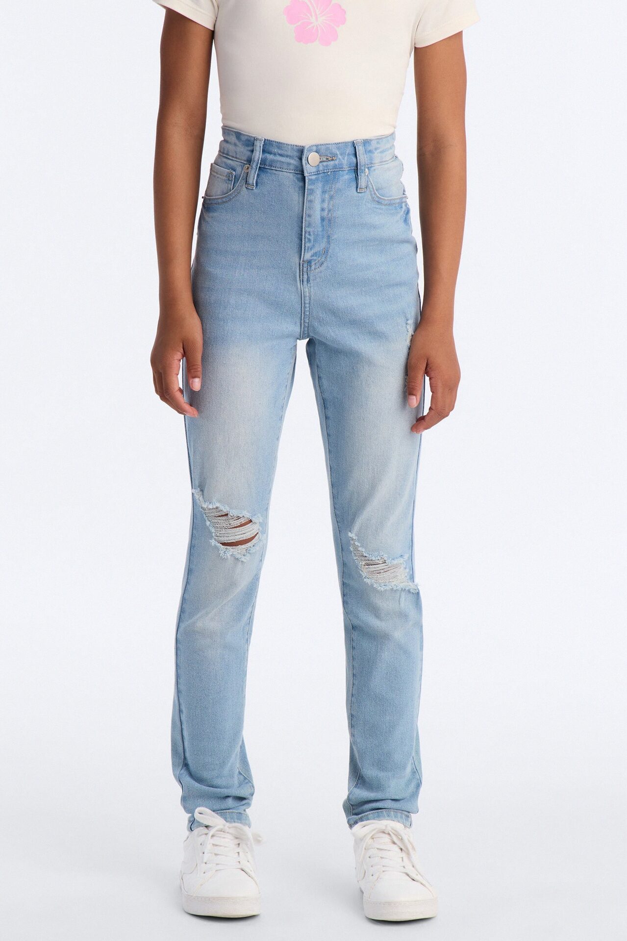 Mini Girly Ambition Ripped Skinny Jeans - Light Wash