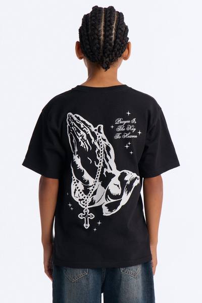 Mini Blessed With Faith Short Sleeve Tee - Black
