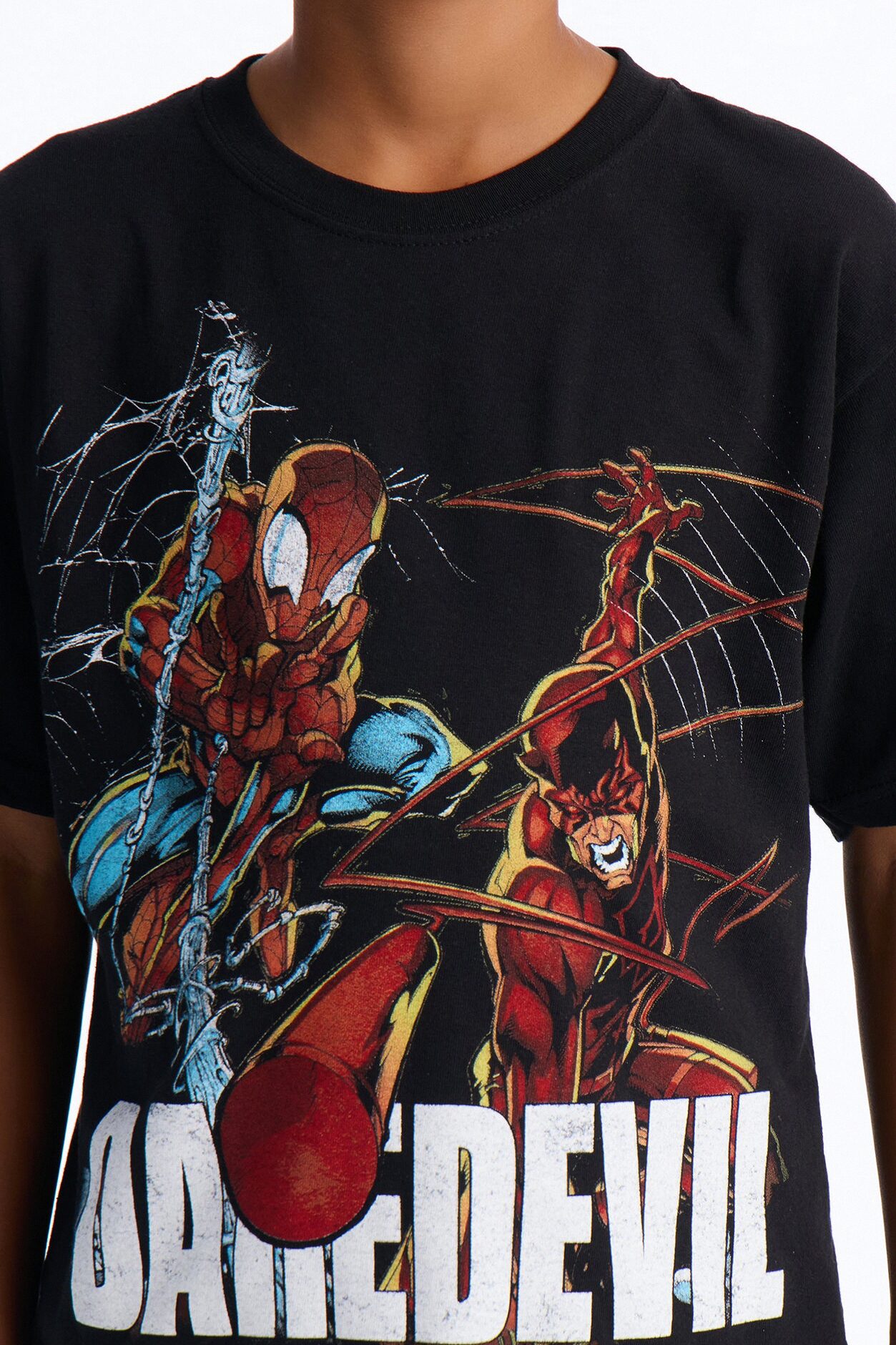 Mini Daredevil And Spiderman Boxy Short Sleeve Tee - Black
