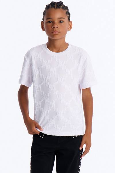 Mini Verbiage Chenille Knit Crew Tee - White