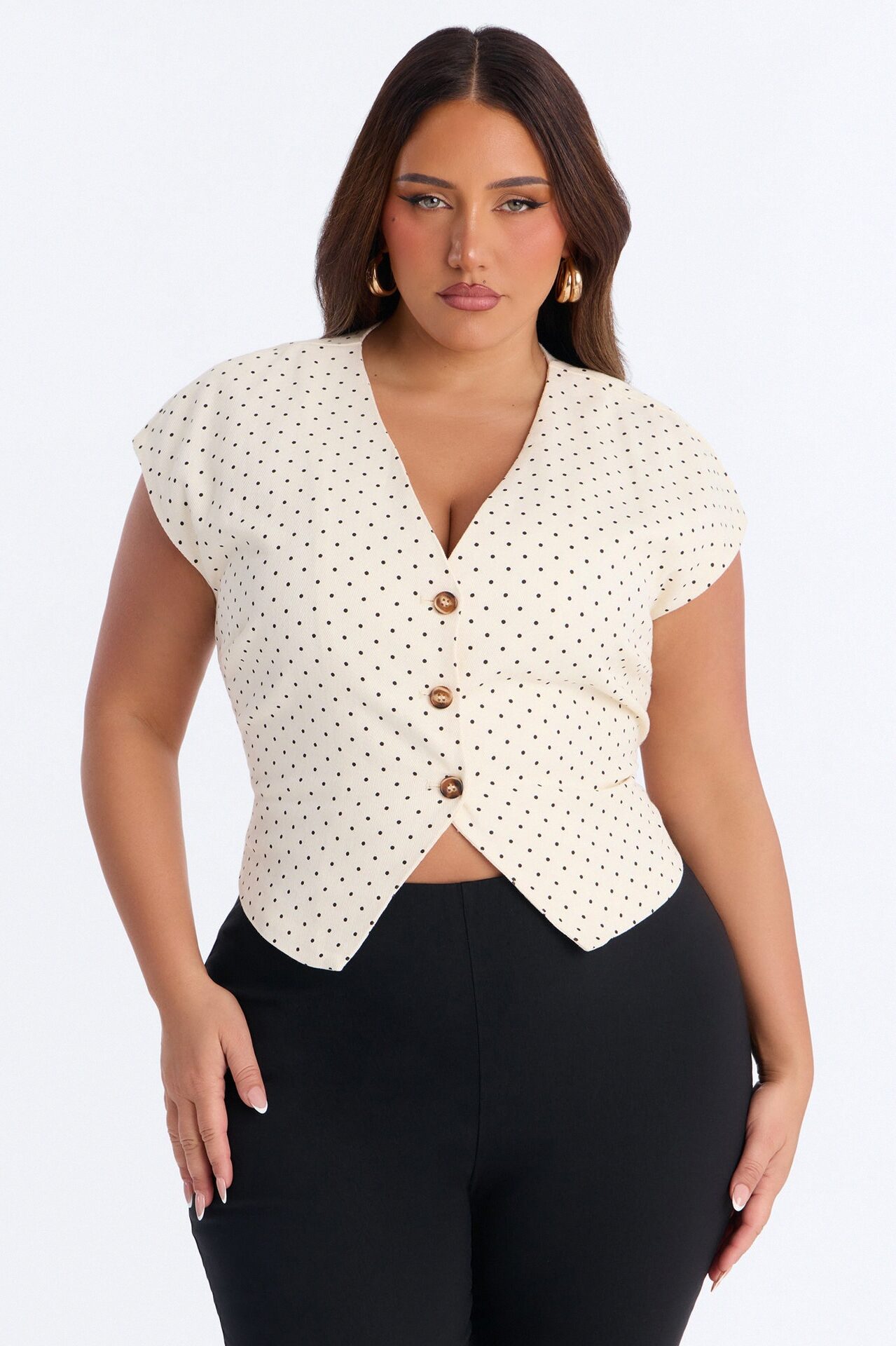 Day Made Polka Dot Twill Top - Cream/combo