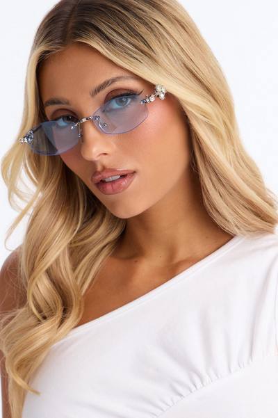 Faded Jeans Sunglasses - Silver/Blue