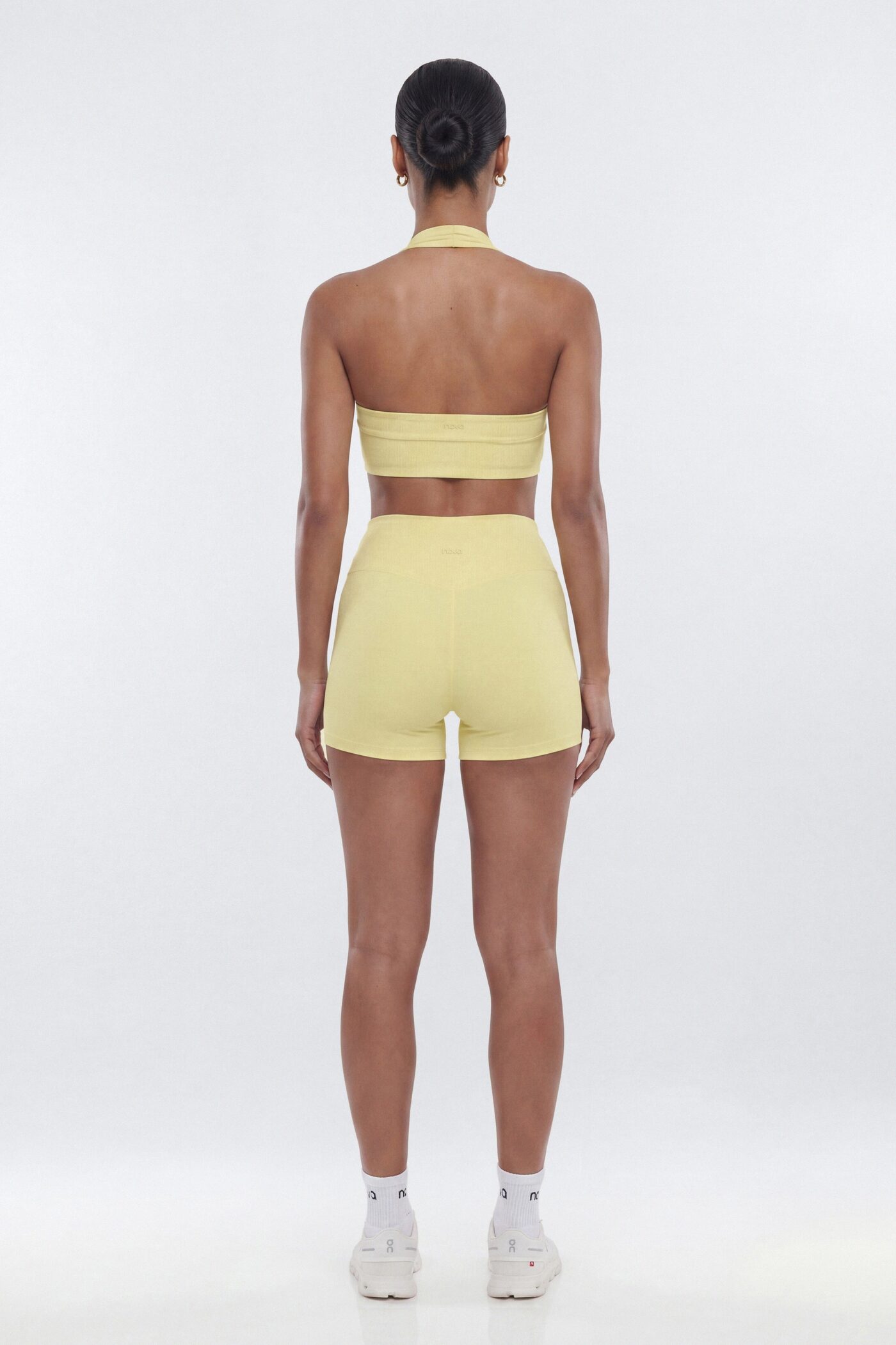 ButterSoft 4″ V Front Ruched Biker Shorts - Soft Yellow