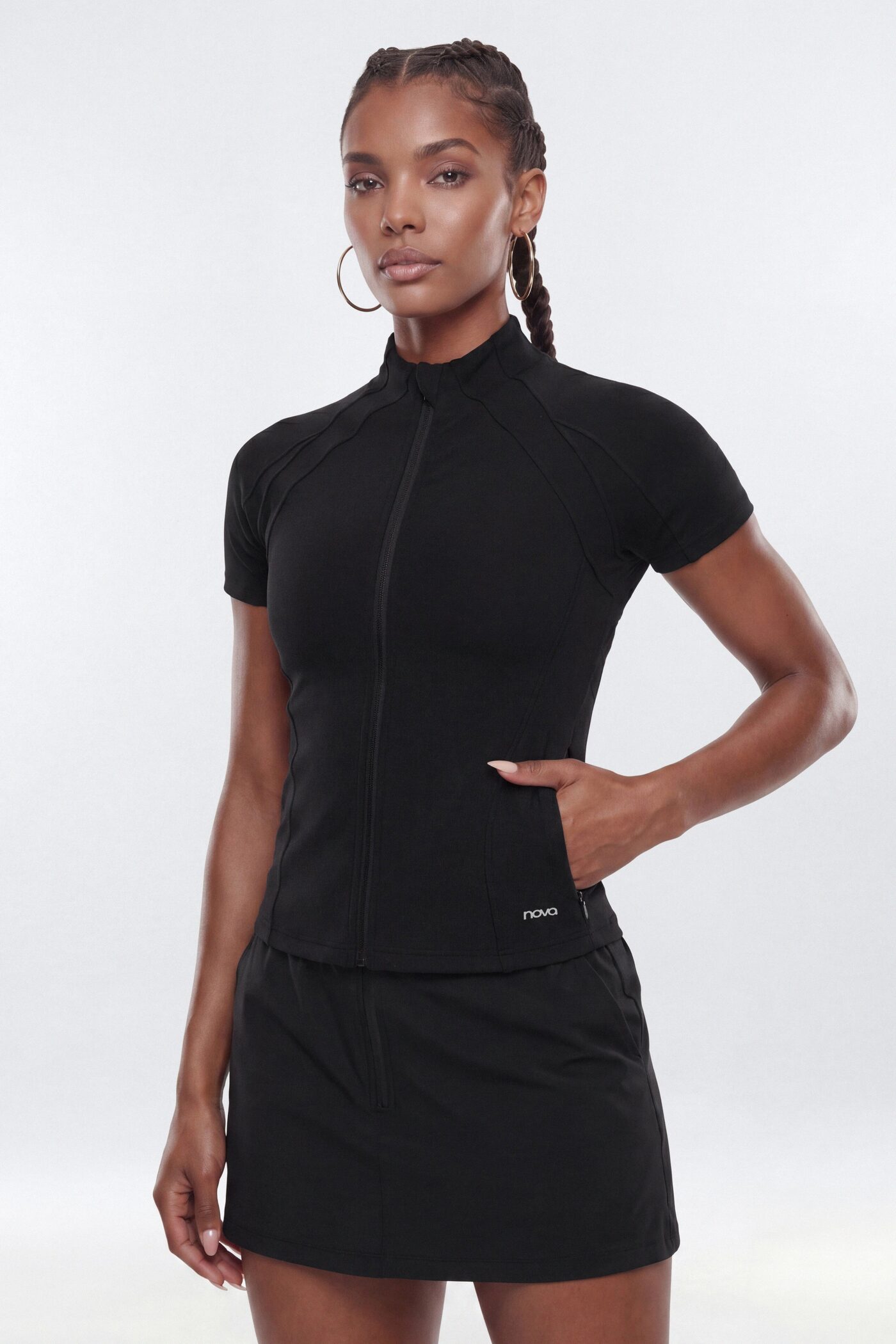 ProStretch™ Short Sleeve Front Zip Sports Jacket - Black