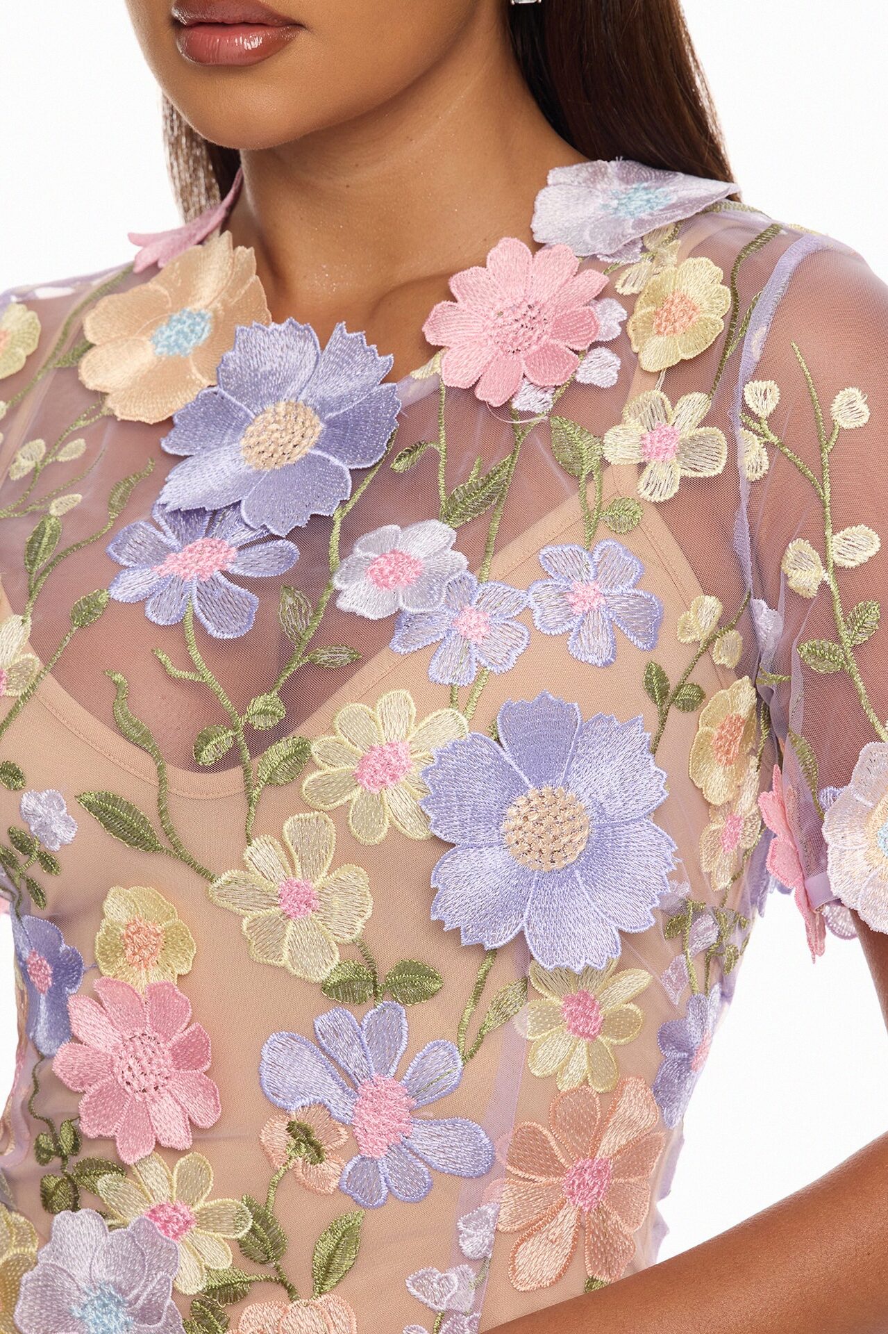 Ivy Lane Floral Embroidered Mini Dress - Multi Color