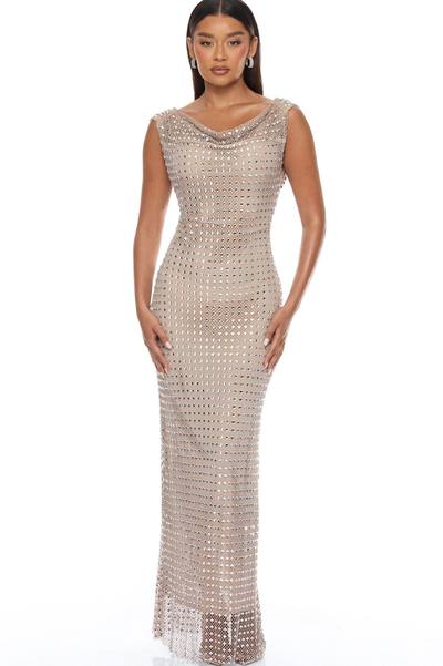 Belong To You Rhinestone Gown - Nude