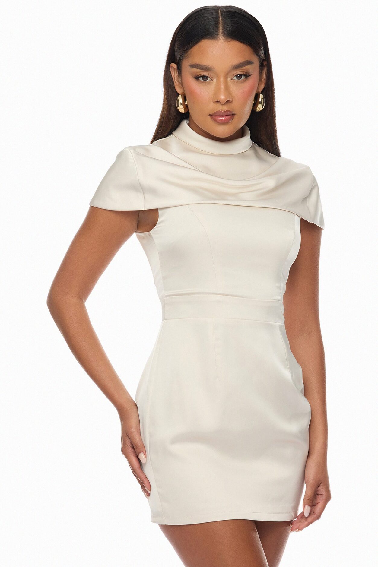 Scarlett Satin Mini Dress - Champagne