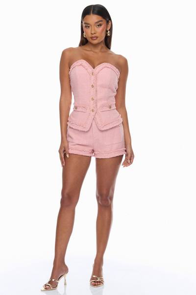 Refined Energy Embellished Tweed Short Set - Pink