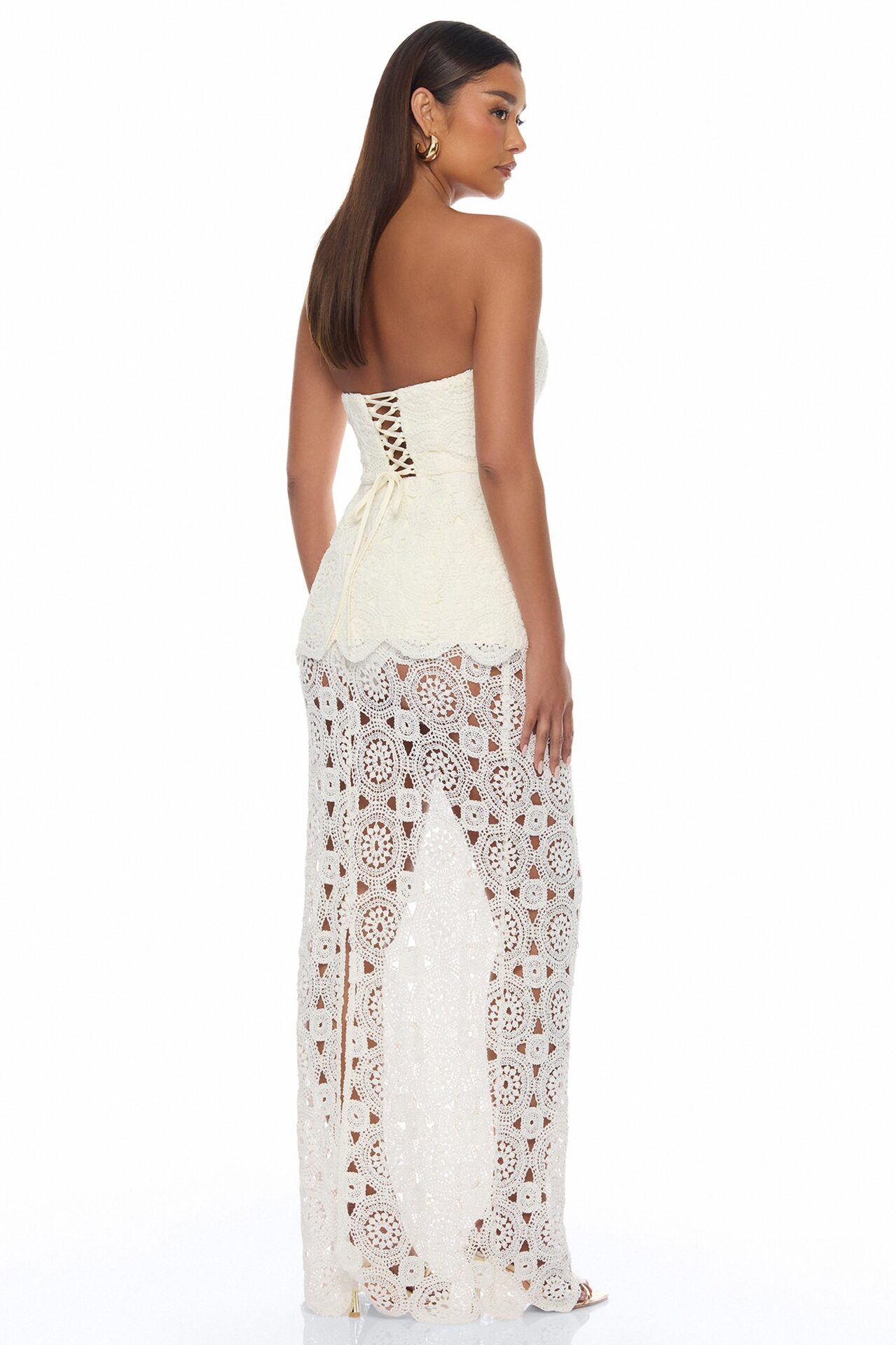 Coastal Muse Crochet Skirt Set - Ivory
