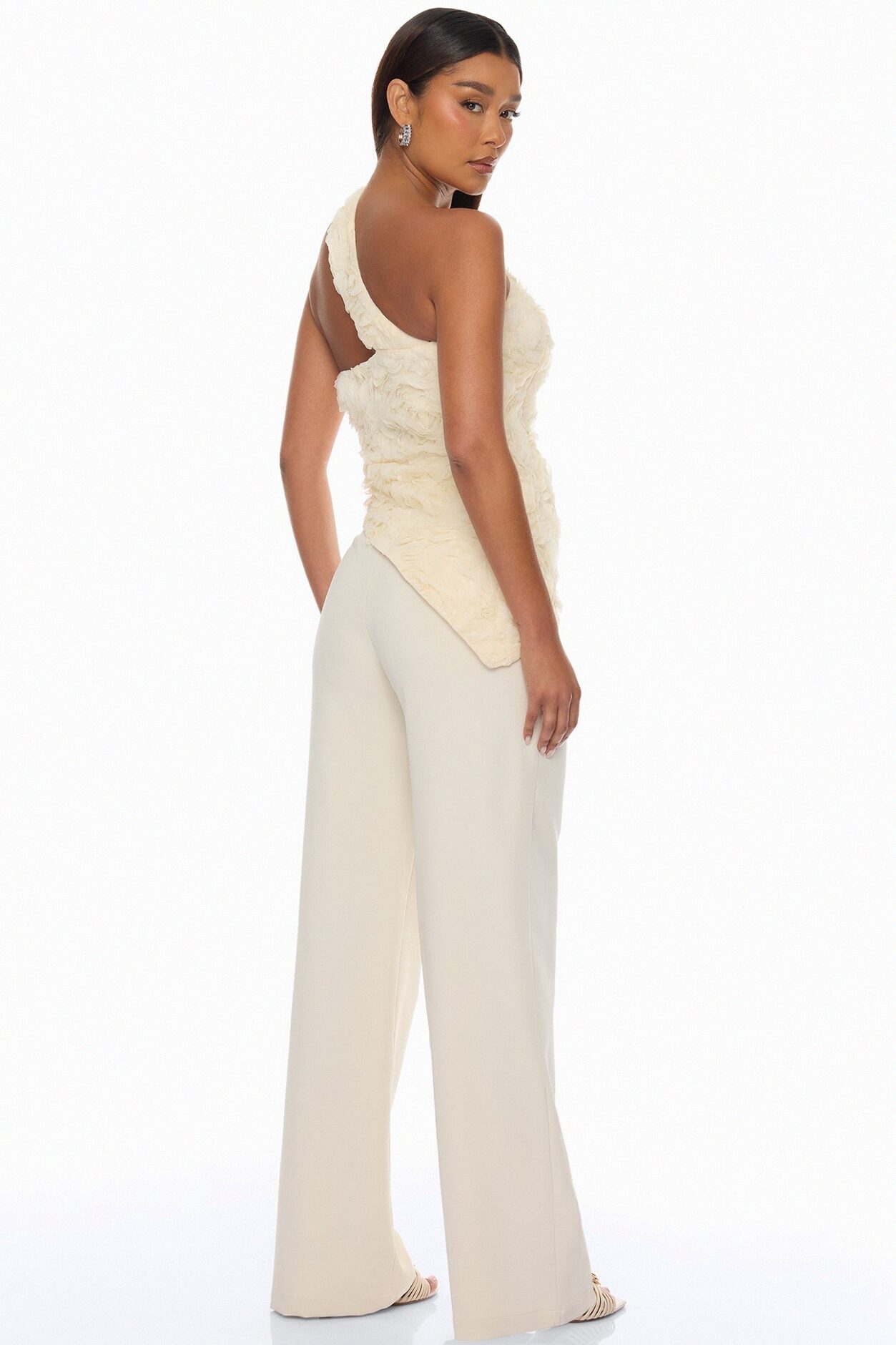 Daphne One Shoulder Corset Pant Set - Cream