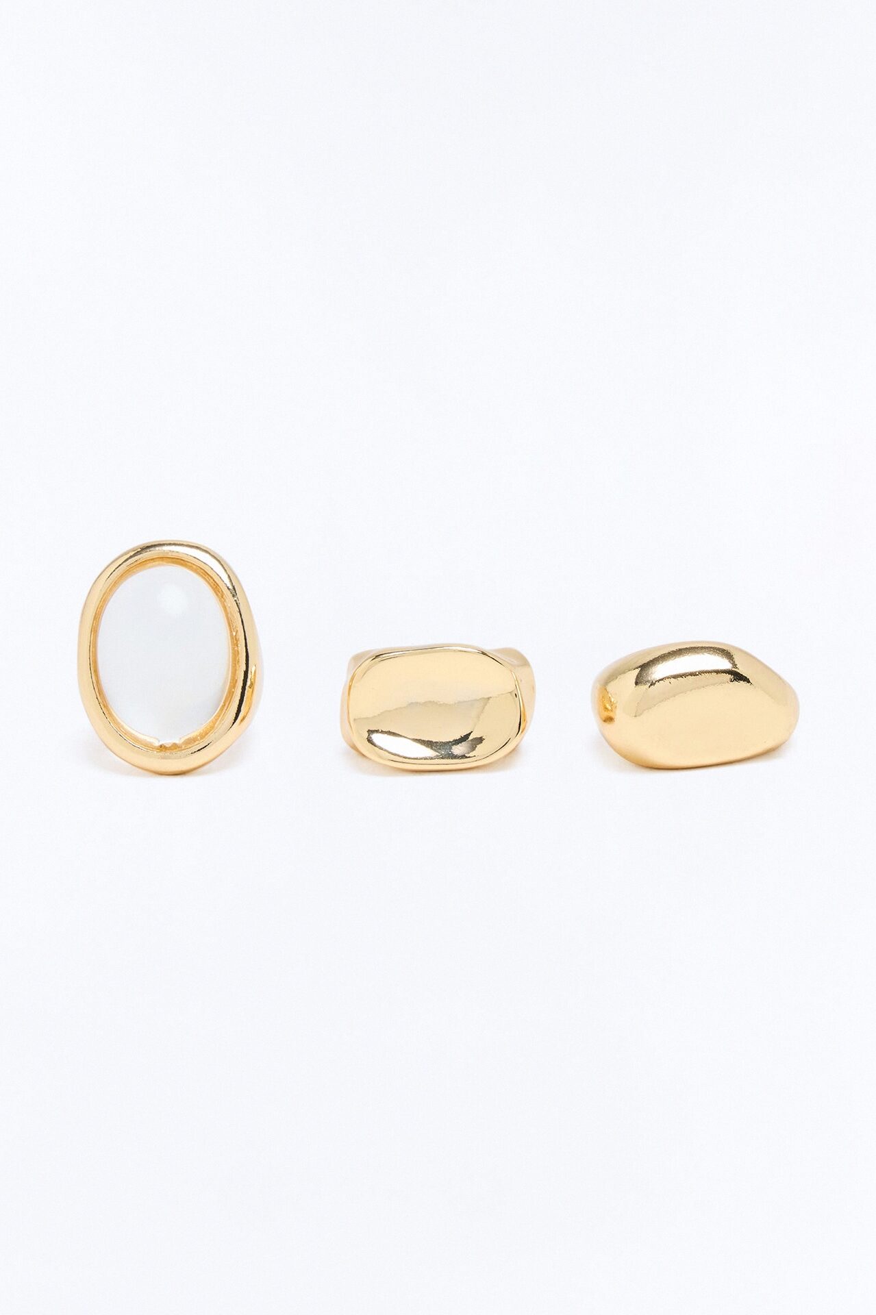 Fortune Teller 3 Piece Ring Set - Gold/Clear