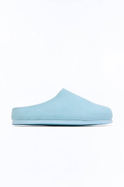 Pastel Textured Slip On Mule - Blue