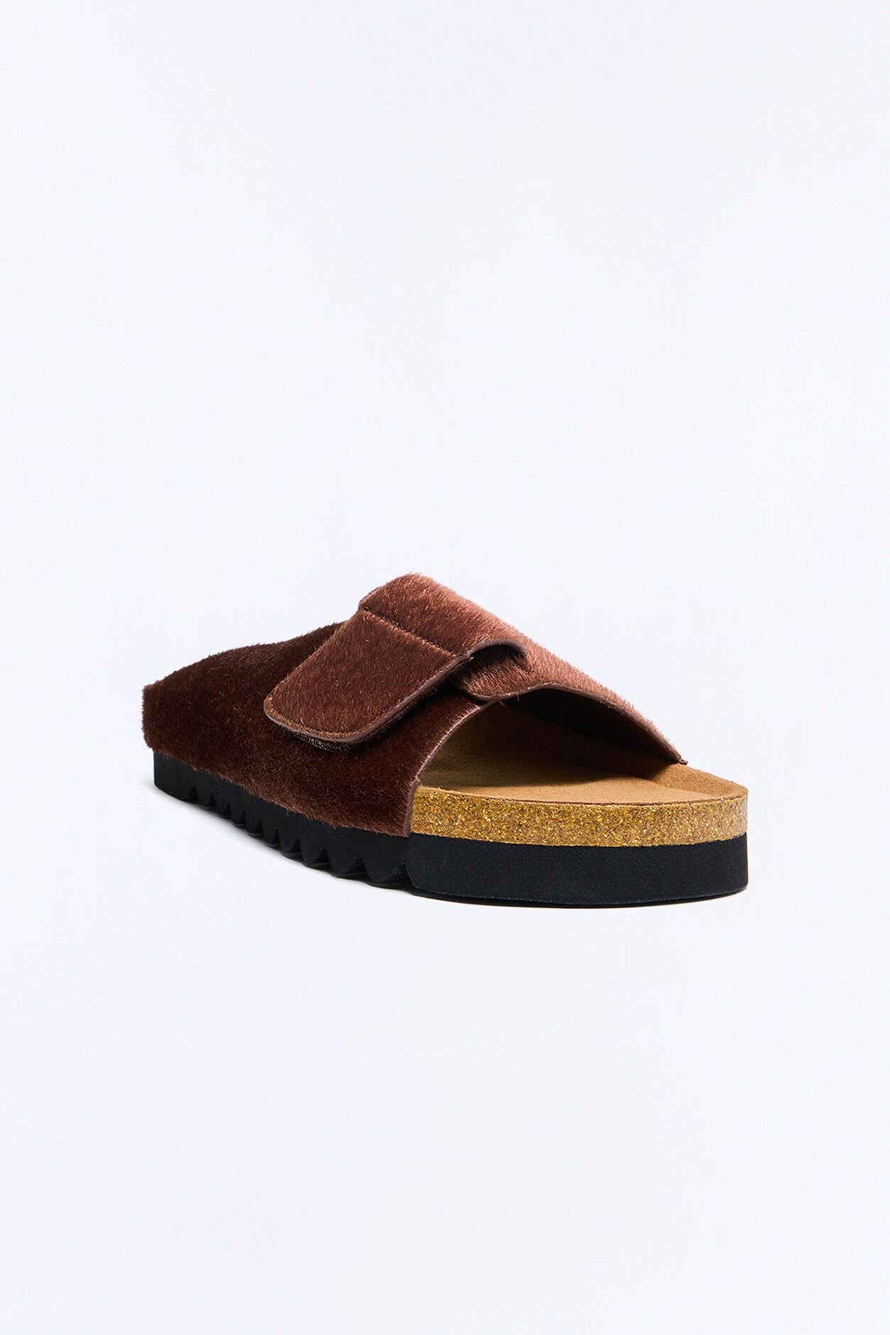 Faux Pony Hair Chunky Ridge Slide - Brown