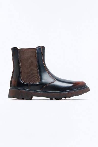 Burnished Faux Leather Chelsea Boot - Brown