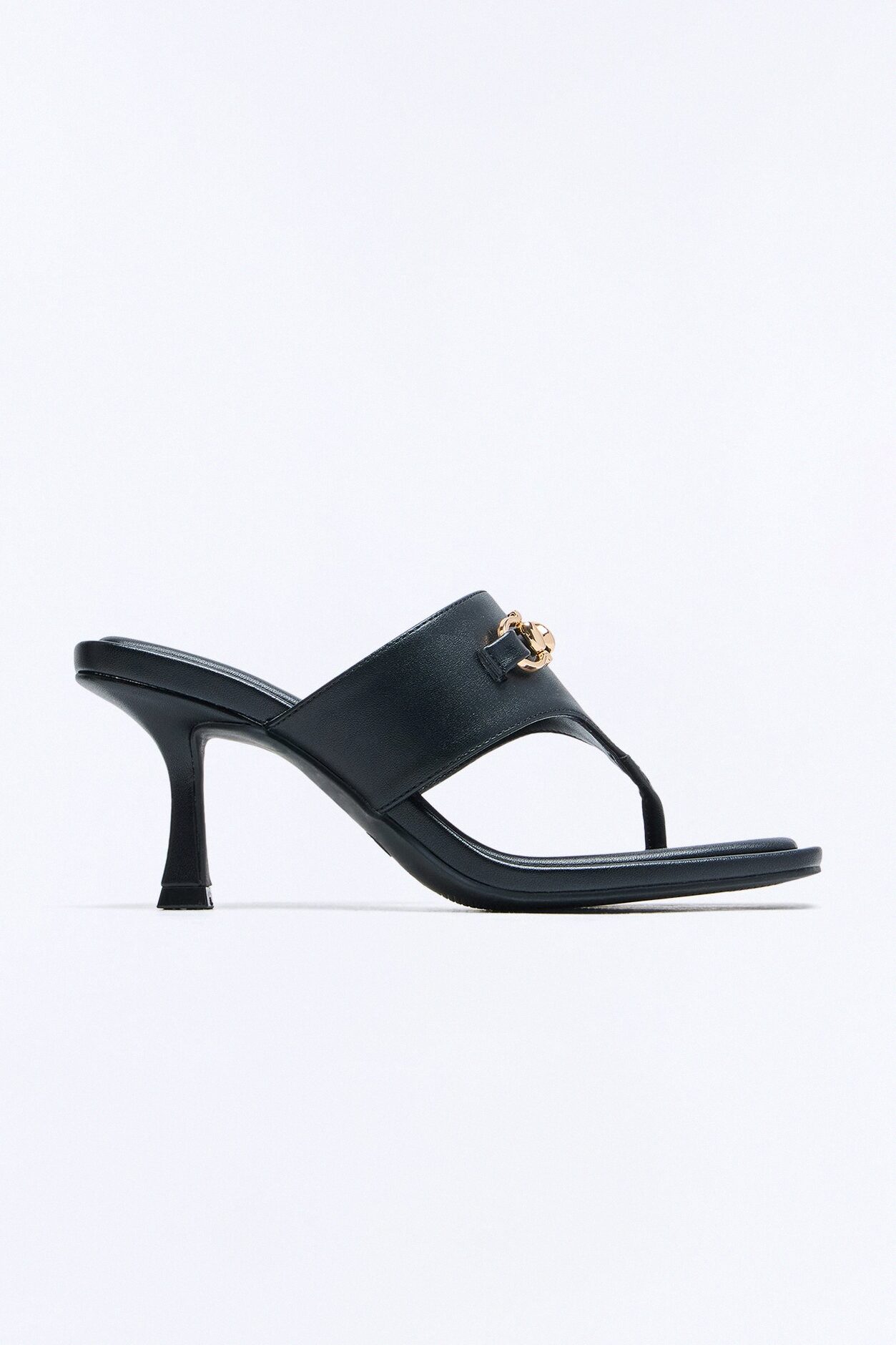 Ave Hardware Thong Heels - Black