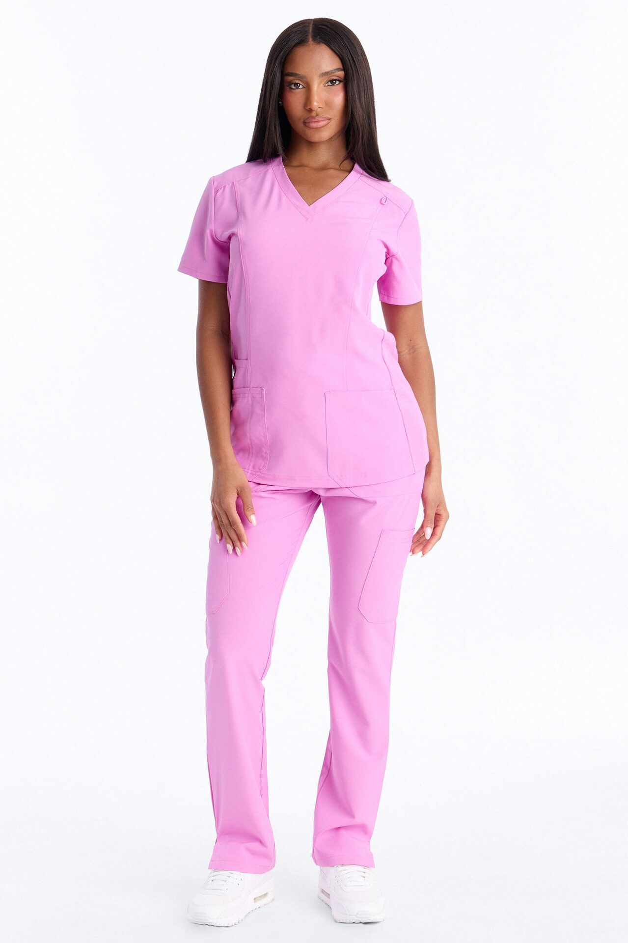 Prime Practice Sporty Open Leg Uniform Scrub Set - Pink