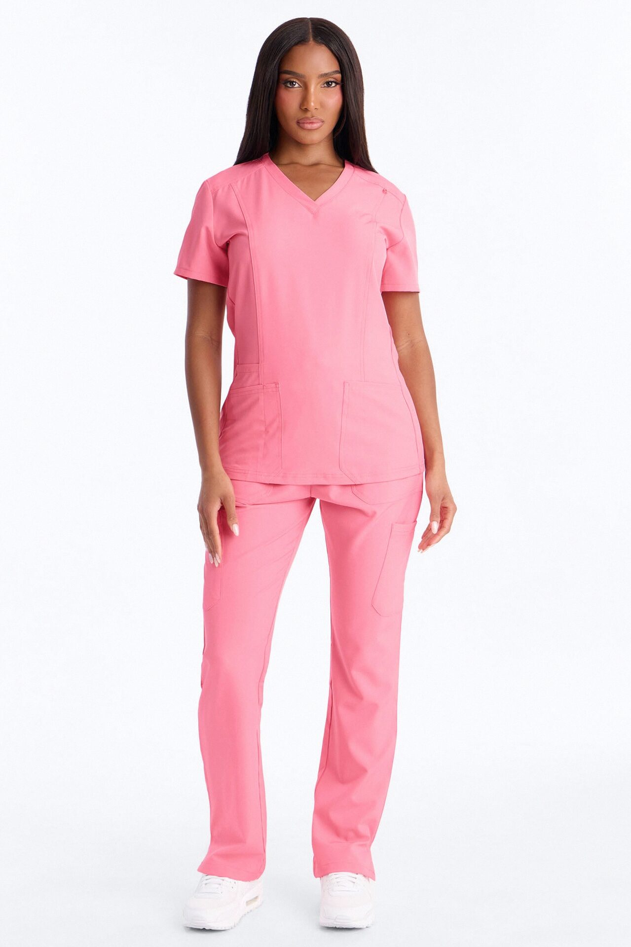 Prime Practice Sporty Open Leg Uniform Scrub Set - Peach