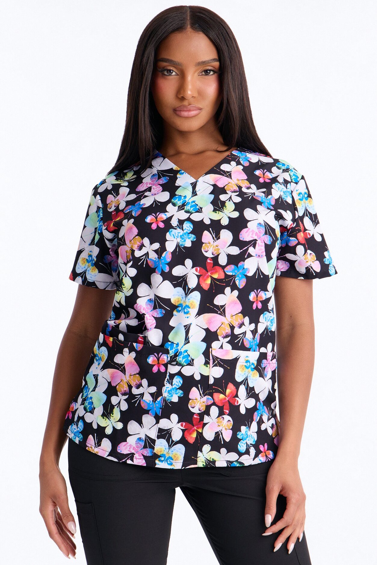 Bright Days 4 Way Stretch Printed Jogger Scrub Set - Multi Color