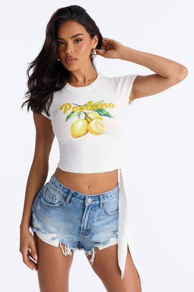 Positano In The Summer Time Baby Tee - White