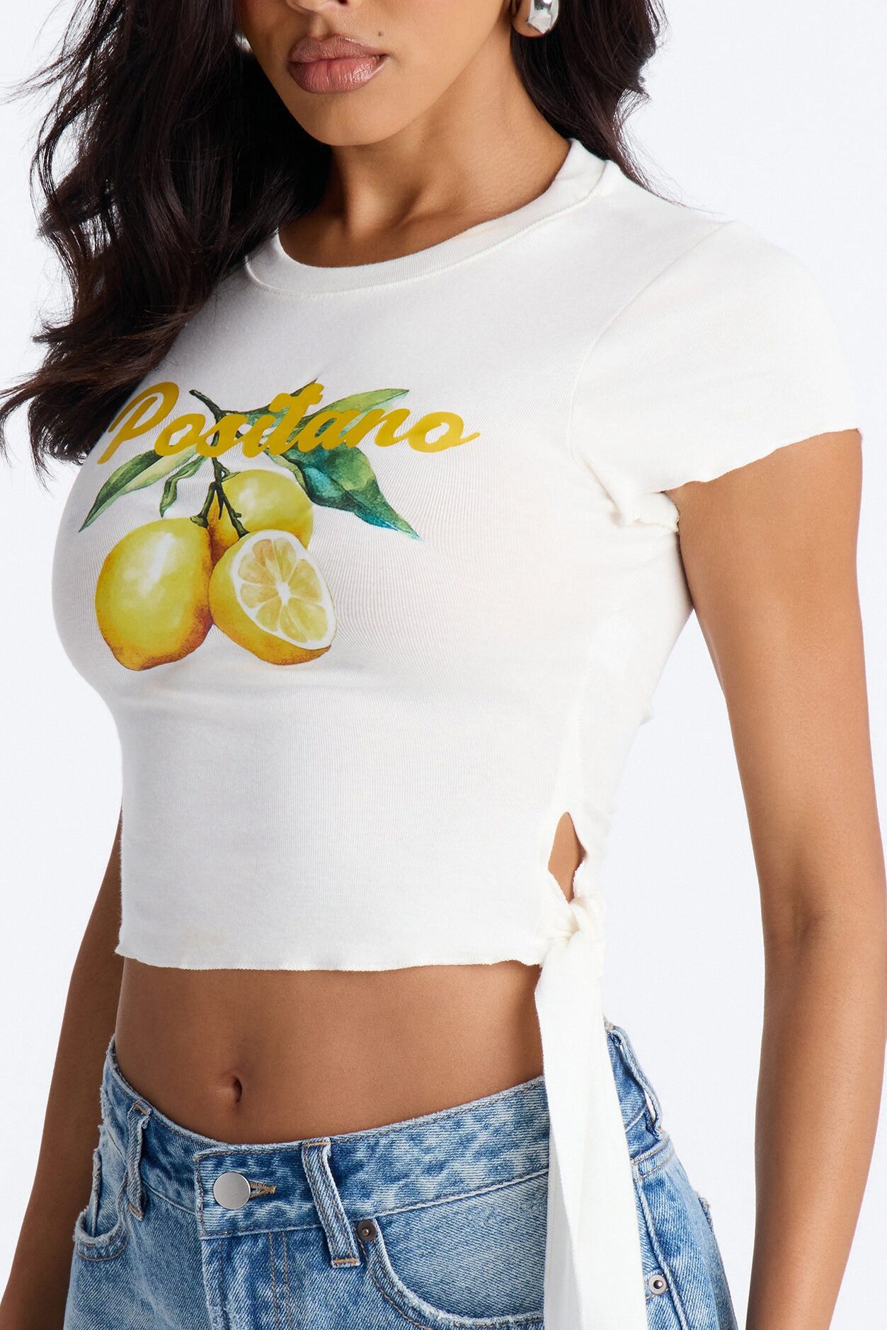Positano In The Summer Time Baby Tee - OffWhite