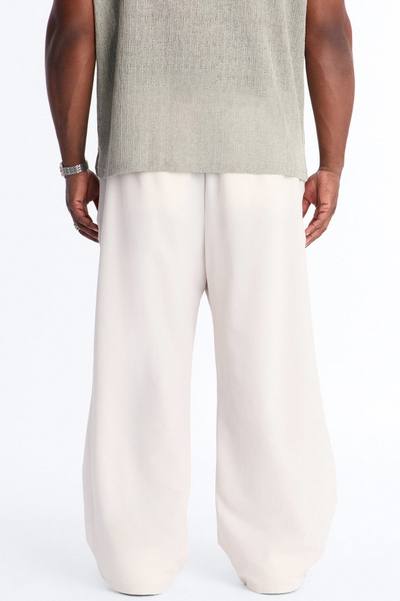 Wide Leg Textured Seersucker Trouser - Tan