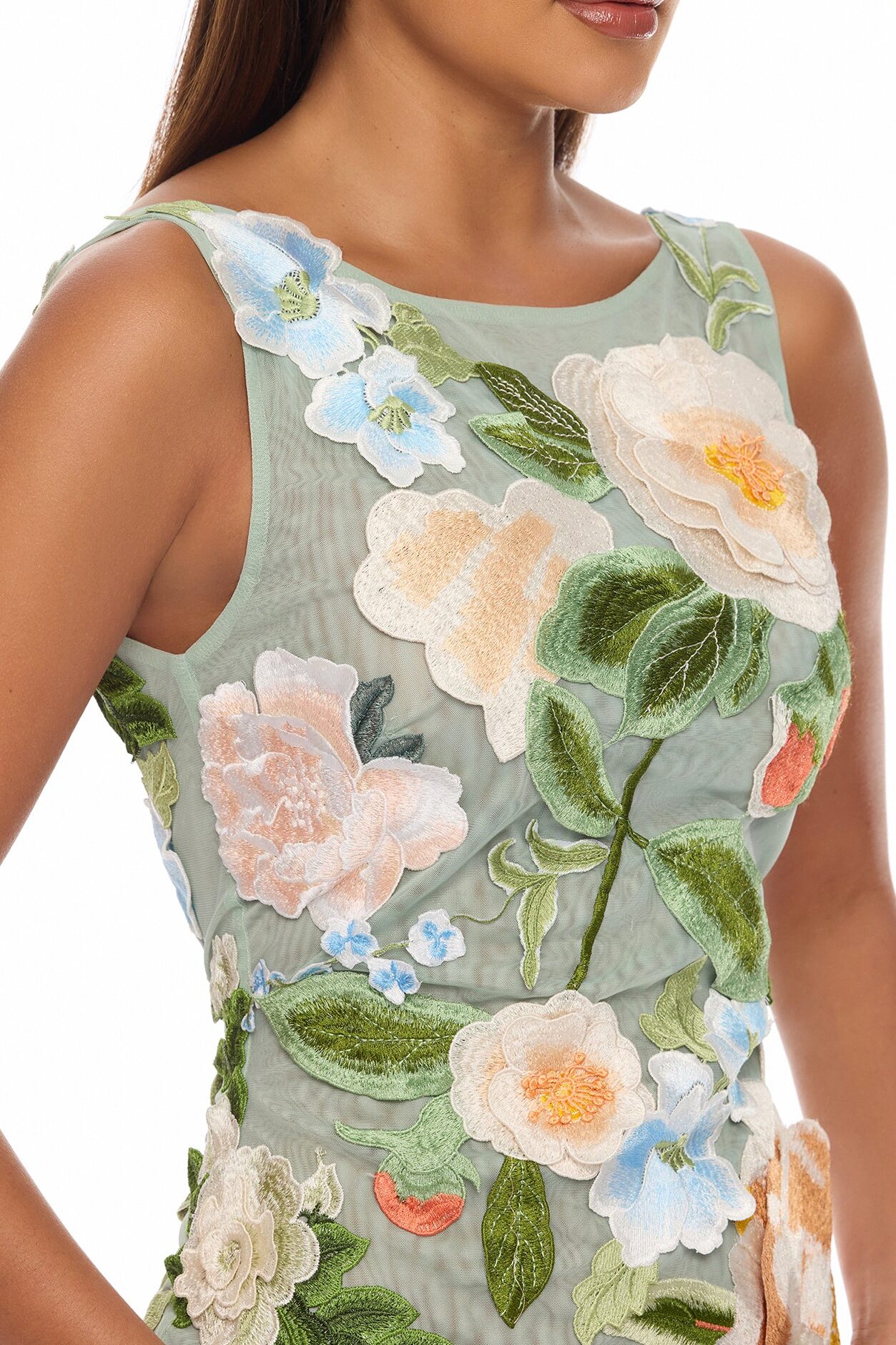 Love Like This Floral Embroidered Maxi Dress - Sage/combo