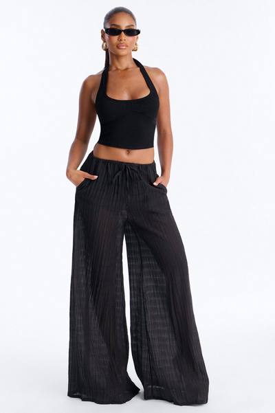 Aris Super Wide Leg Organza Breathable Pant - Black