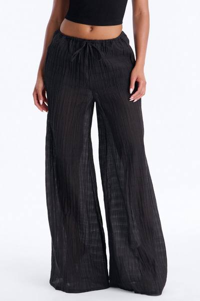 Aris Super Wide Leg Organza Breathable Pant - Black