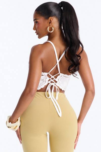 Jaslyn Crochet Backless Top - White