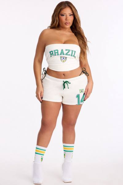 Brazil Soccer Tube Top - White