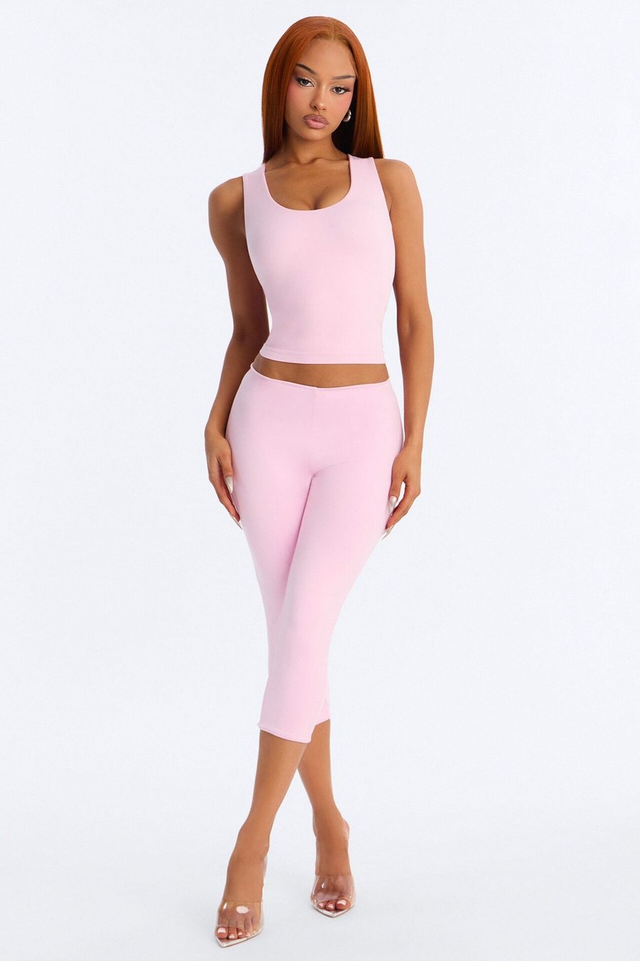 Seamless Smooth Double Lined U Neck Tank Top - Pink