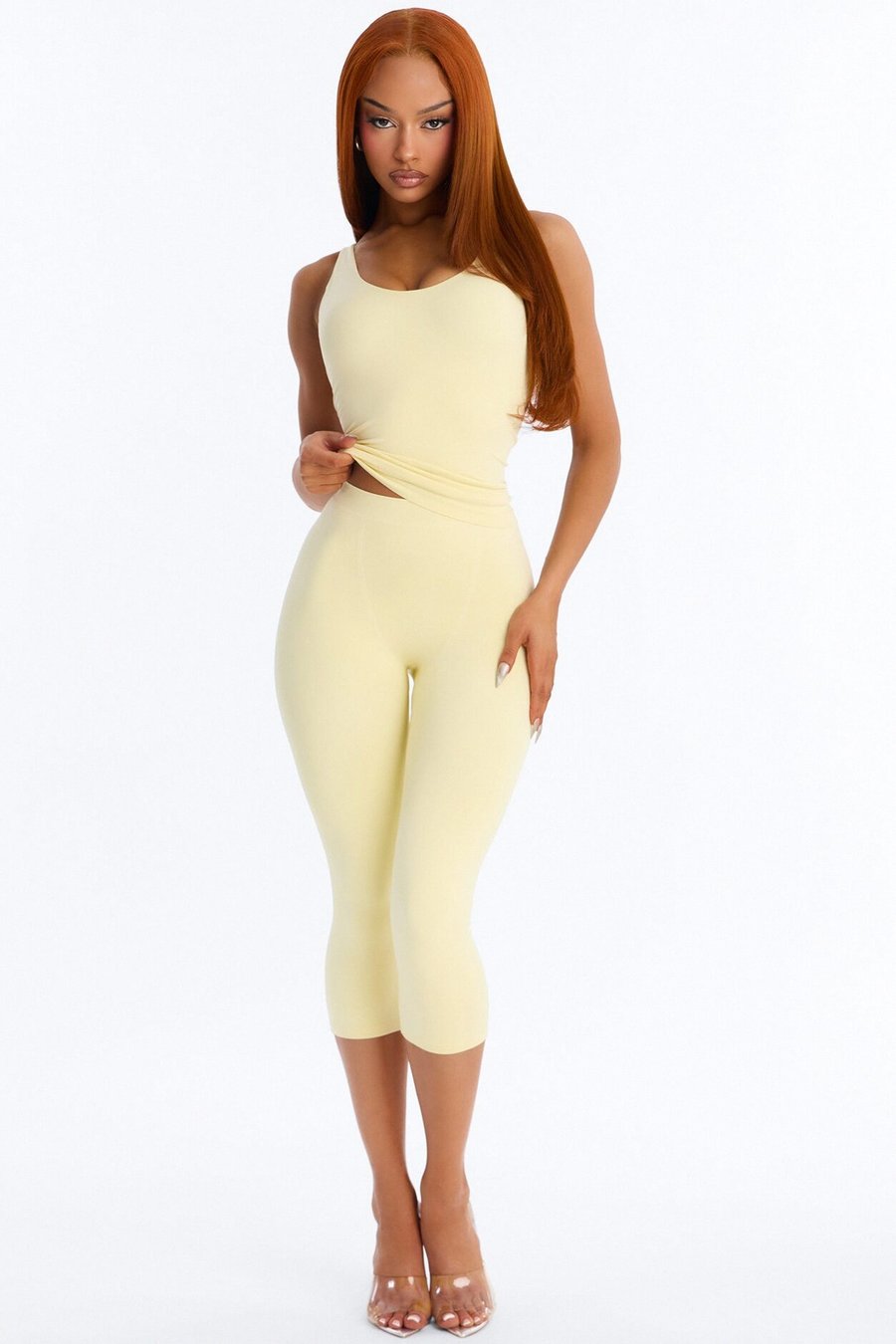 Seamless Smooth Double Lined Scoop Neck Cami Top - Yellow
