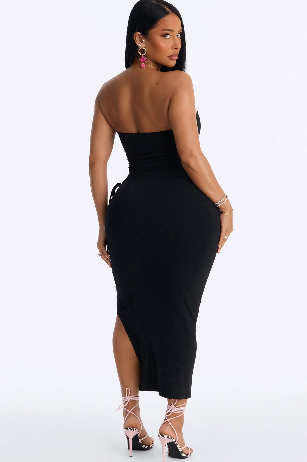 Anastasia Strapless Midi Dress - Black
