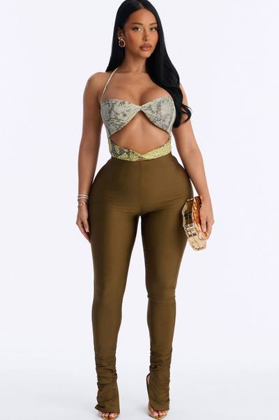 Always Confident High Rise Tricot Ruched Legging - Military Green