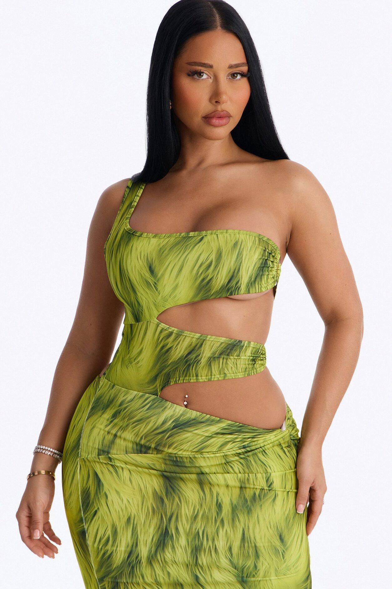 In The Jungle Cut Out Maxi Dress - Green