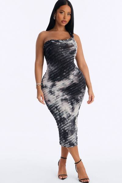 Maylee Textured Midi Dress - Black